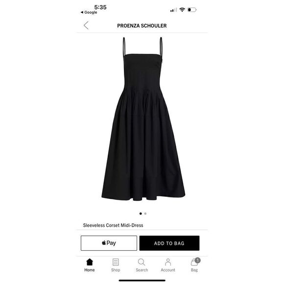 PROENZA Schouler Black Sleeveless Corset Midi Dress Size 8 MSRP $1190 current!!! - Picture 5 of 13